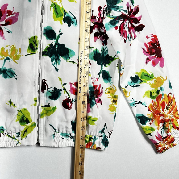 Susan Graver White Floral Bomber Jacket Women's XXS - Picture 7 of 7